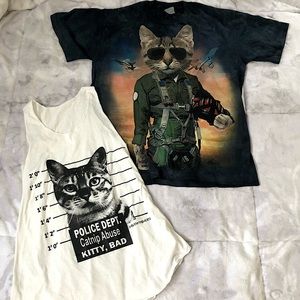 Cat graphic t-shirt duo
